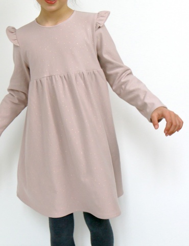 Robe Bouton d’or manches longues en sweat Twinkle rose Atelier Brunette, vue de face