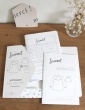 patron de couture Vue du contenu du packaging: pochette, brochure, planche A0 et carte de remerciement