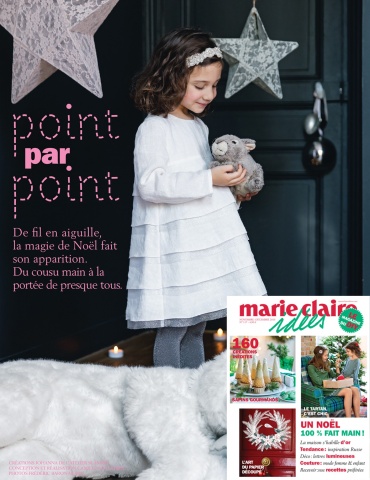 Robe Petite Fée réalisée dans dans un lin plumetis blanc France Duval Stalla, parution dans le magazine Marie-Claire Idées