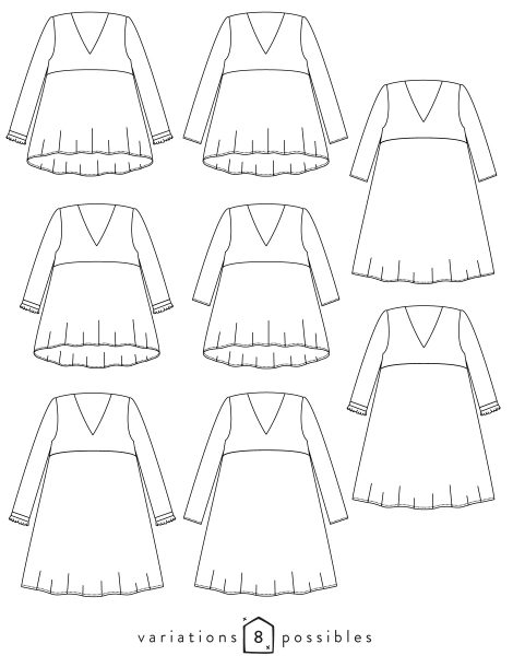 Dessin technique des variations possibles du modèle Zéphir